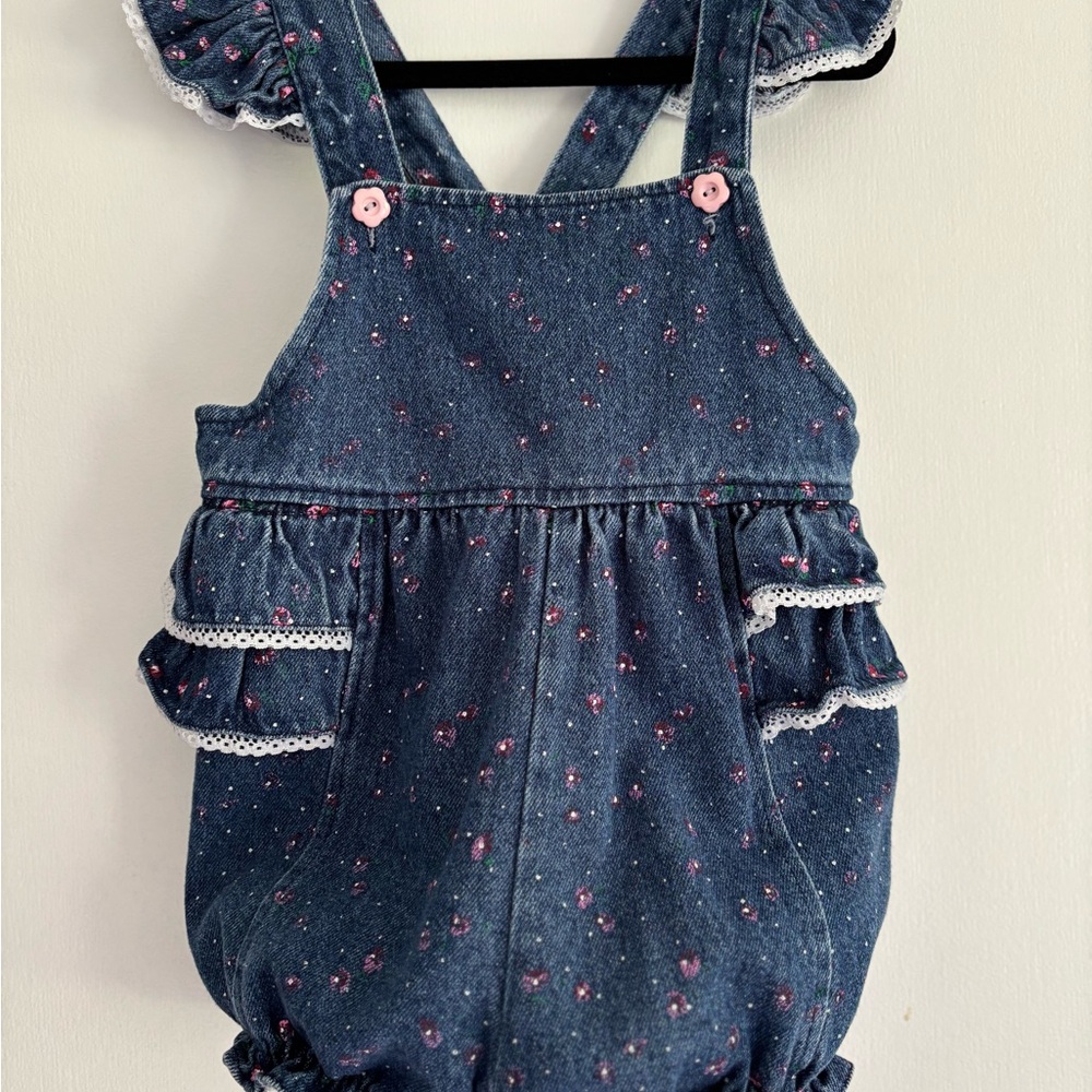Vintage Floral Jean Bubble Romper